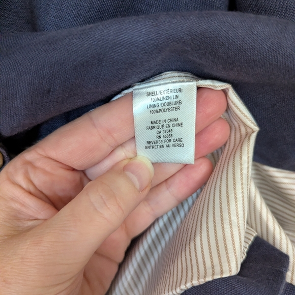 Navy Blue Single-Button 100% Linen Blazer Size Large - Picture 3 of 8